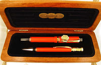 Parker Duofold Centennial Fountain Pen and Pencil in Orange/Red - Medium nib