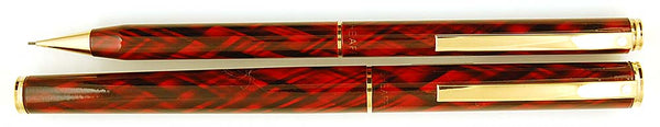 Sheaffer Fashion pen and pencil in red/black marble - Medium nib