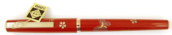 Sailor Fountain pen in red with butterflies - Medium nib