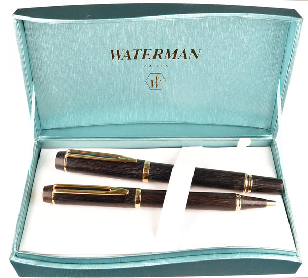 Waterman Man 100 Pen & Ballpoint set in Macassar wood - Medium nib