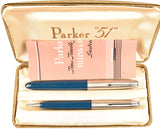 Parker 51 Classic Pen & Pencil Set in teal blue - Medium nib
