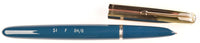 Parker 51 Custom in teal blue, gold cap - Fine nib