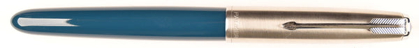 Parker 51 Classic in teal blue, Steel cap - Extra Fine nib